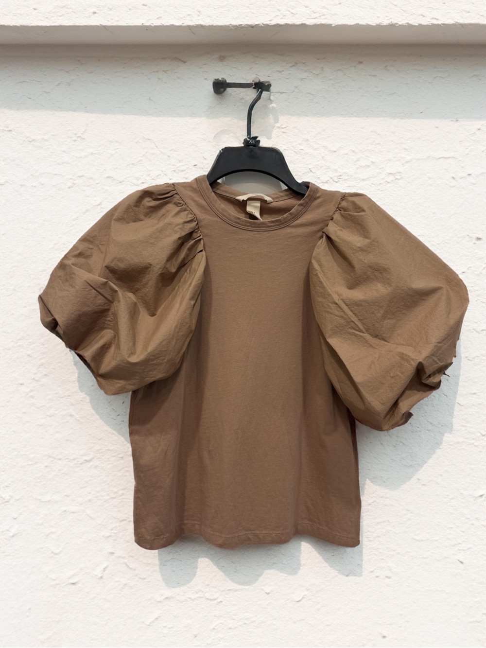 H&M Brown Puff Sleeve Tee